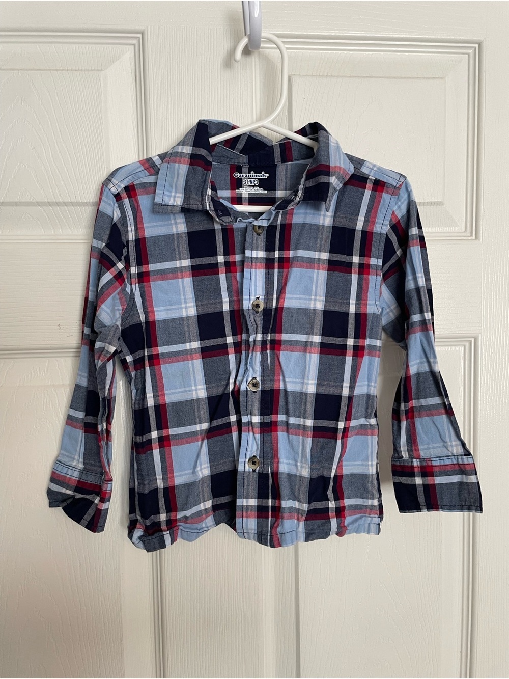 Garanimals 100% Cotton Boys 3T Blue and Red Plaid Button-Up Shirt for Kids